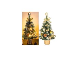 5328851216391 - Mini-künstlicher Weihnachtsbaum kleiner Weihnachtsbaum mit LED-Lichtern Mini-Tisch-Baumdekoration für Büro Bar 40 cm (Gold) - Lablanc