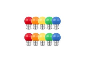 5328851318231 - Lablanc - 10 Stück B22 1 w LED-Farbbirne bunte Bajonett-Glühbirne entspricht 10 w Glühlampe G45 Mini-Globus-Glühbirne Rot Grün Blau Orange