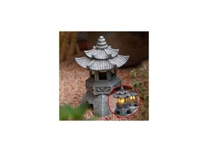 5328851319047 - LaBlanc - Solarbetriebene Pagodenlaternenstatuen Pagodenlicht-Gartenornamente im japanischen Stil dekorative freistehende leuchtende