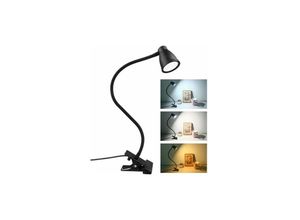 5328851319719 - LaBlanc – LED-Klemm-Schreibtischlampe 3 Farben einstellbare Helligkeit USB-Nachttisch-Klemmlampe Augenschutz 360° flexible Leselampe für Studium