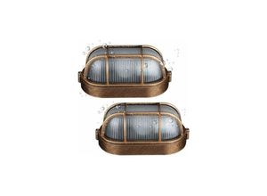 5328851320432 - (2er-Pack) Außenwandleuchte ovale Wandleuchte aus Aluminiumdruckguss nautische Marine-Wandleuchte Vintage-Industrieleuchte Bootslampe