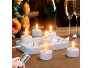 5328851323839 - LaBlanc – Set mit 6 wiederaufladbaren LED-Kerzen elektrisches LED-Teelicht flackernde Flamme mit Ladestation und Fernbedienung Dekoration für