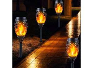 5328851324218 - LaBlanc – 4er-Pack Solar-LED-Flammenlichter flackernde warme Flammen wasserdichte Solar-Fackellichter Gartenornamente Landschaftsbeleuchtung