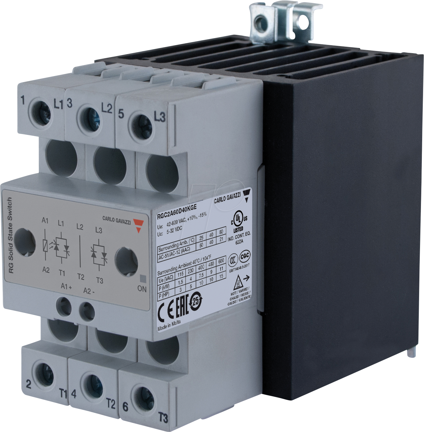 5350035423523 - RGC2A60D40KGE - Halbleiterrelais Typ RGC 2-pol 40 A 42 - 660 V AC