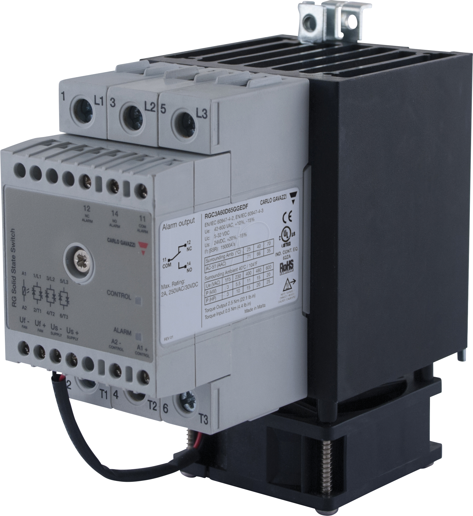 5350035423813 - RGC3A60A65GGEAF - Halbleiterrelais RGC3 mit Lüfter 3-pol 65 A 42 - 660 V AC 5350035423813 - RGC3A60A65GGEAF - Halbleiterrelais RGC3 mit Lüfter 3-pol 65 A 42 - 660 V AC