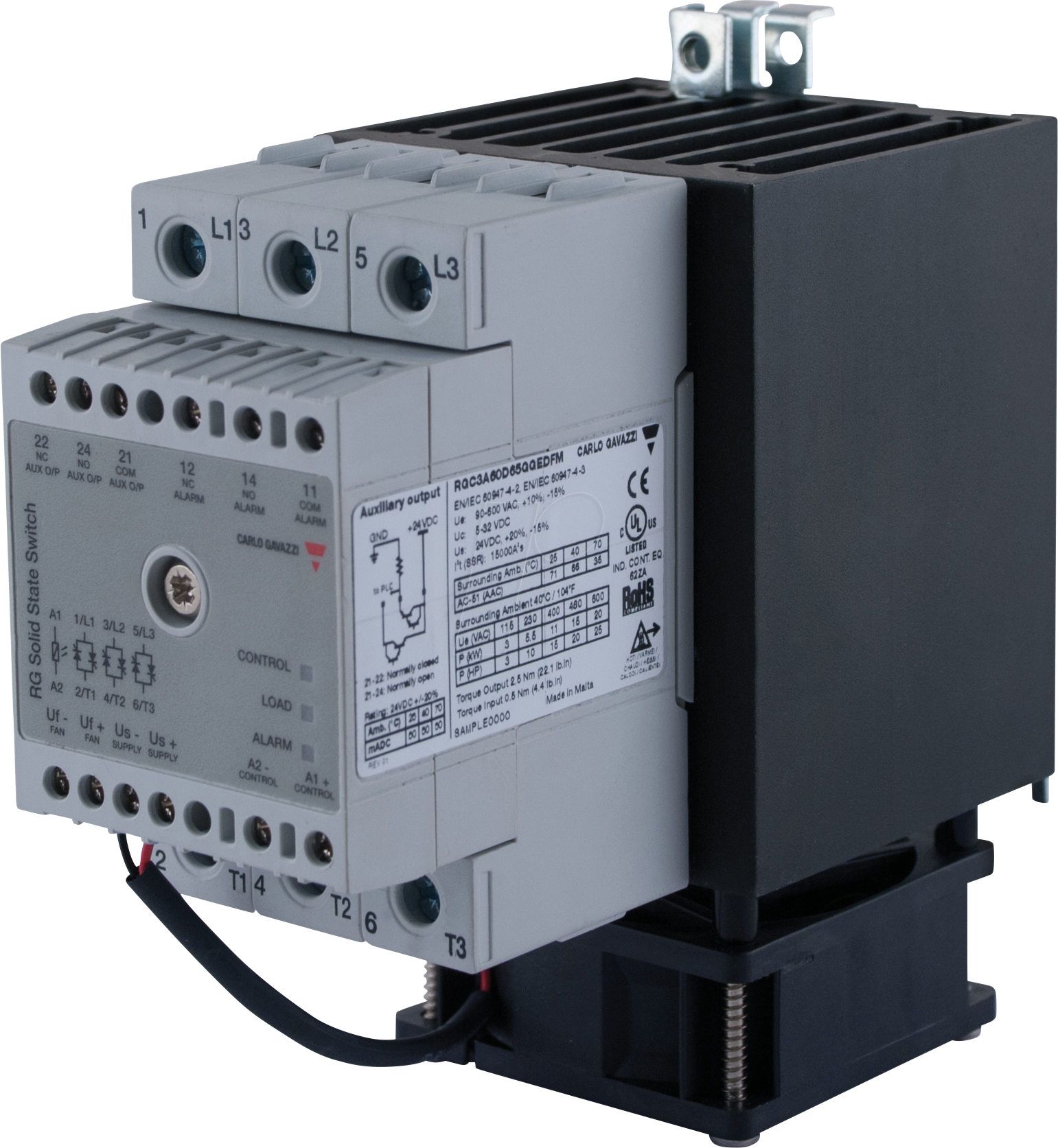 5350035423820 - RGC3A60D65GGEDFM - Halbleiterrelais RGC3 mit Lüfter 3-pol 65 A 90 - 660 V AC