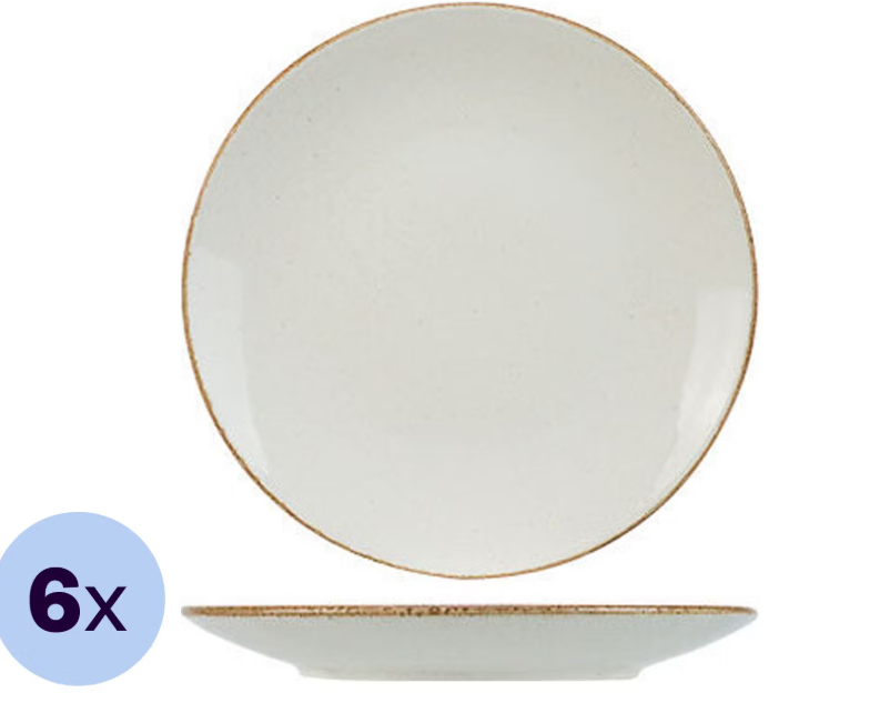 5400586436098 - 6er-Set Granit-Elfenbein-Teller - 27 cm - zeitloses Elfenbein-Design