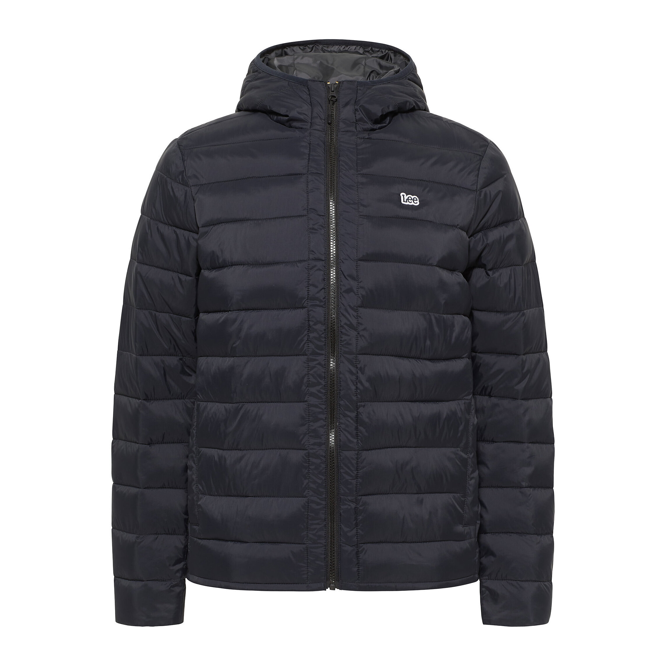 5401018965216 - - Leichte Steppjacke in Schwarz mit Kapuze und Logo