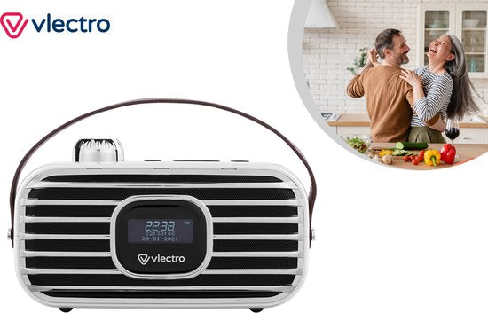 5404017909557 - Retro DAB+ Radio mit Bluetooth - Kompaktes Design - 12h Akkulaufzeit - Wecker inklusive