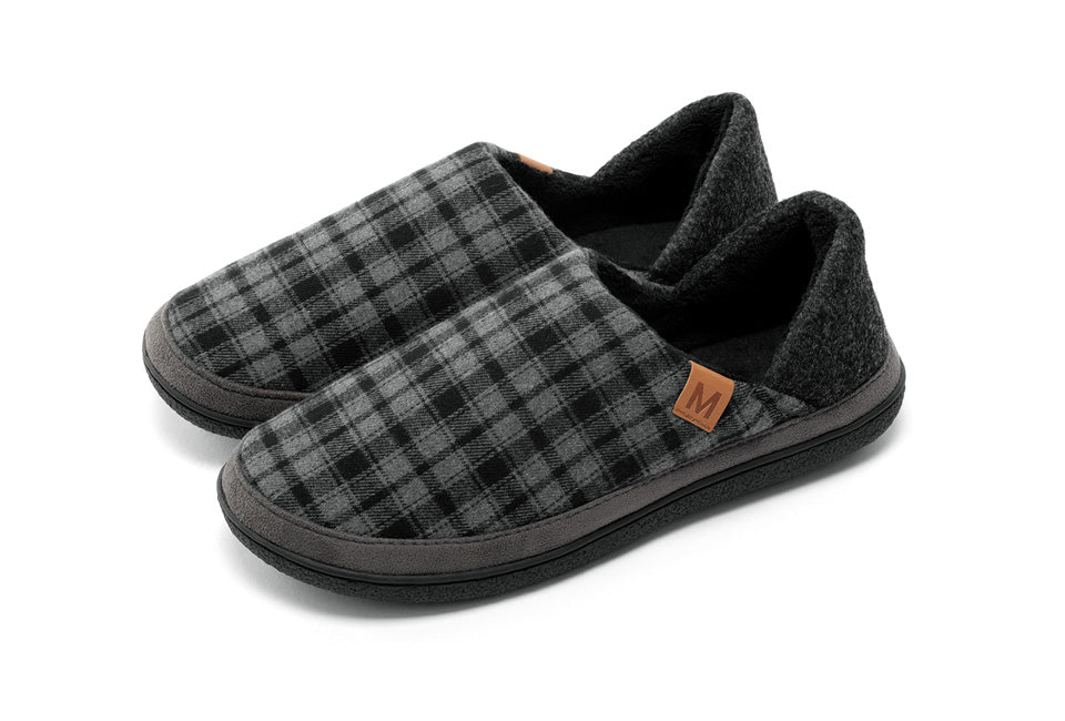5404017910638 - Hausschuhe - grau kariert - Größe 39 40