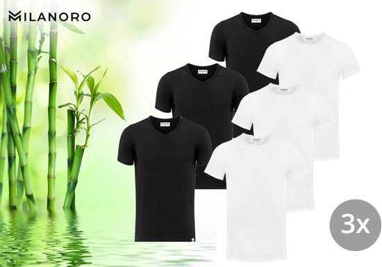 5404017911512 - 3 weiche Bambus-T-Shirts - Schwarz - Rundhalsausschnitt - XL