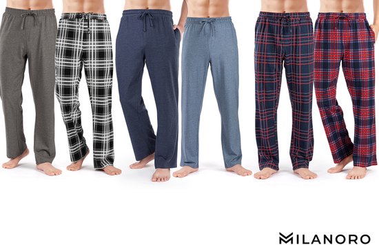 5404017912083 - - 2er-Set Herren-Pyjamahose aus Baumwolle - Navy   Bordeaux kariert - S