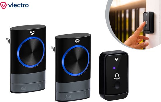 5404017912724 - - Drahtlose Türklingel mit 1 oder 2 steckbaren Empfängern - Türklingel mit 2 Empfängern