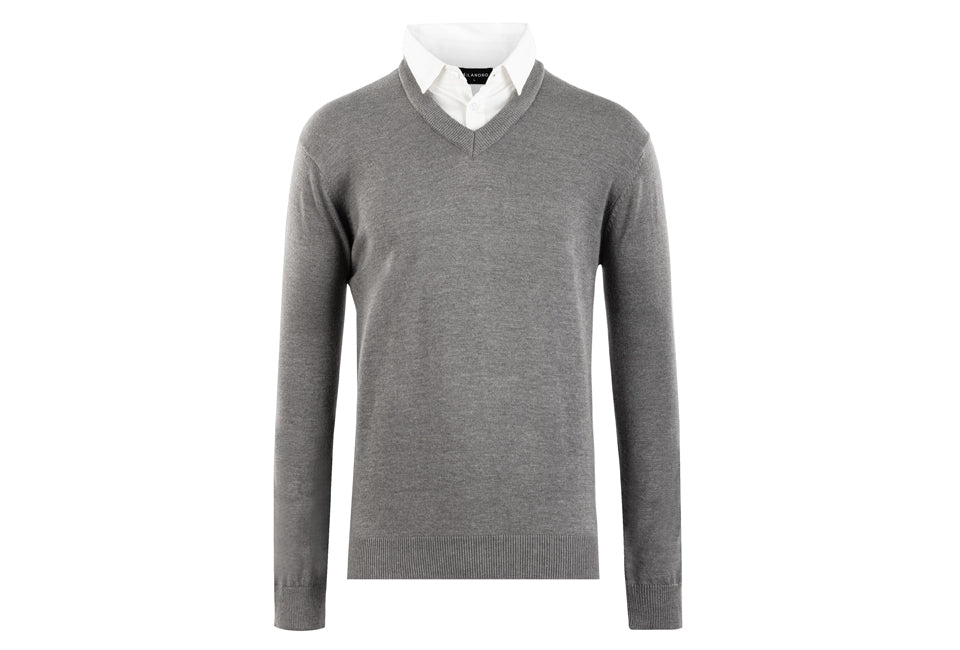 5404017913738 - Herren Pullover mit Hemdkragen dunkelgrau Größe L