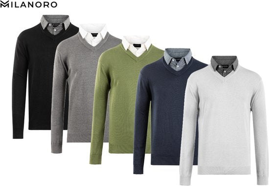 5404017913837 - - Herren Pullover mit Hemdkragen - Olivgrün - L