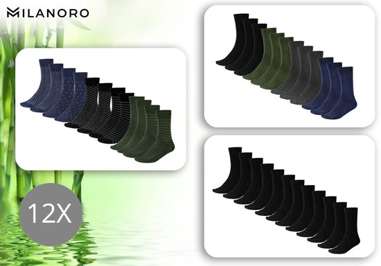 5404017915367 - - 12 Paar weiche Bambussocken für Damen und Herren - Schwarz - 35-38