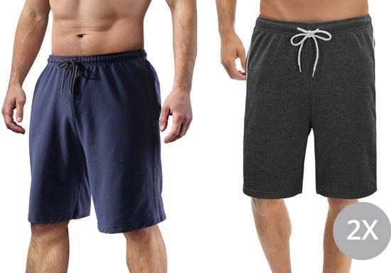 5404017915473 - - 2er-Set sportliche bequeme Herren-Shorts - Marineblau Anthrazit - XXL