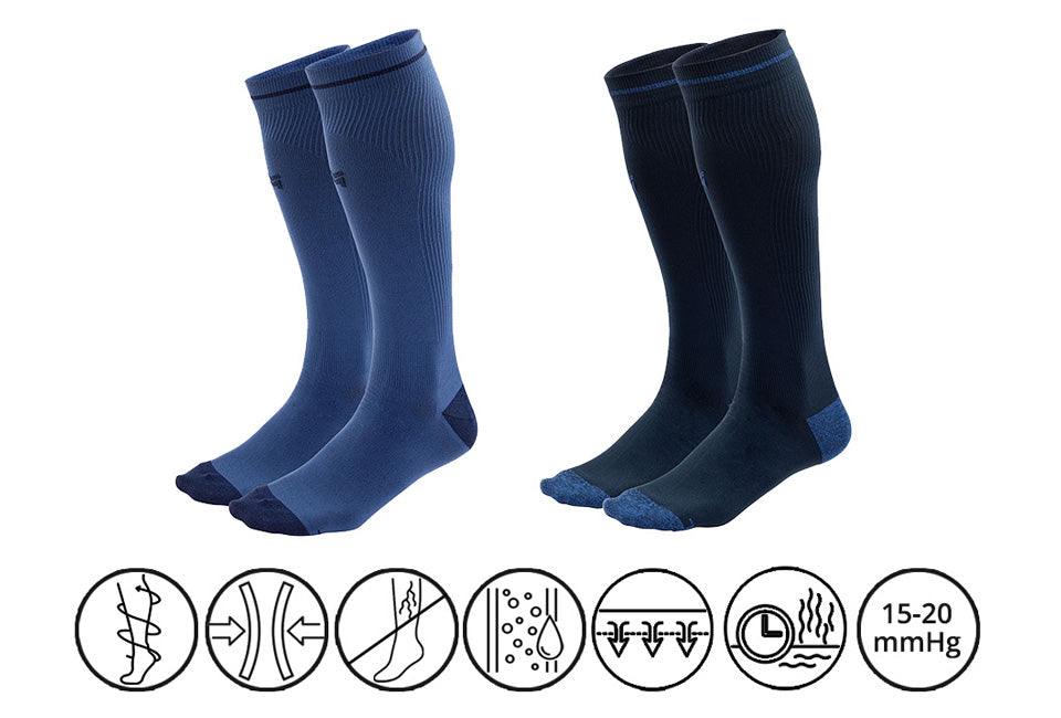 5404017919143 - 2 Paar Multifunktions-Kompressionssocken - unisex - Navy   blau - Größe 43   46
