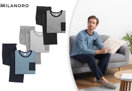 5404017919556 - - Schlafanzug aus Baumwolle für Herren - Schwarz Grau - XXL