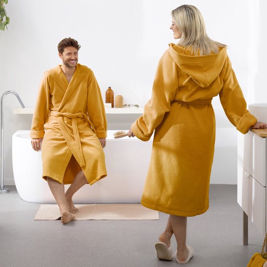 5410156640831 - Bademantel Reese Sunshine gelb - M - Unisex - Baumwolle Polyester