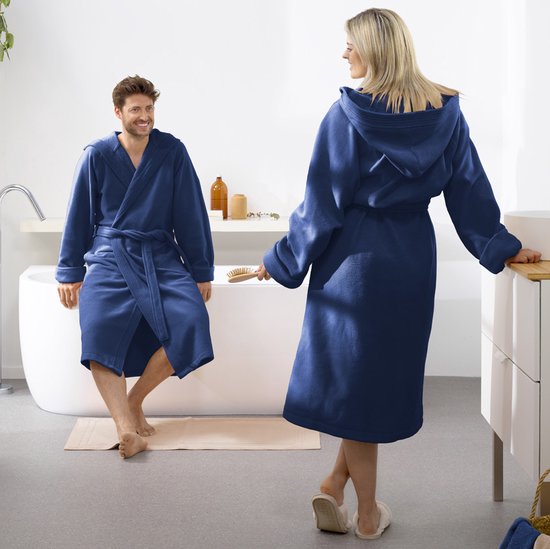 5410156640992 - Bademantel Reese Marineblau - XXL - Unisex - Baumwolle Polyester