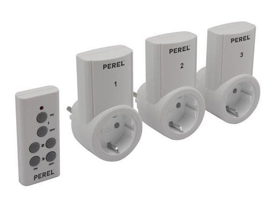5410329476014 - Steckdosen mit Fernbedienung 3er-Set kabellos Reichweite bis 25 m 10 A 2300 W weiß