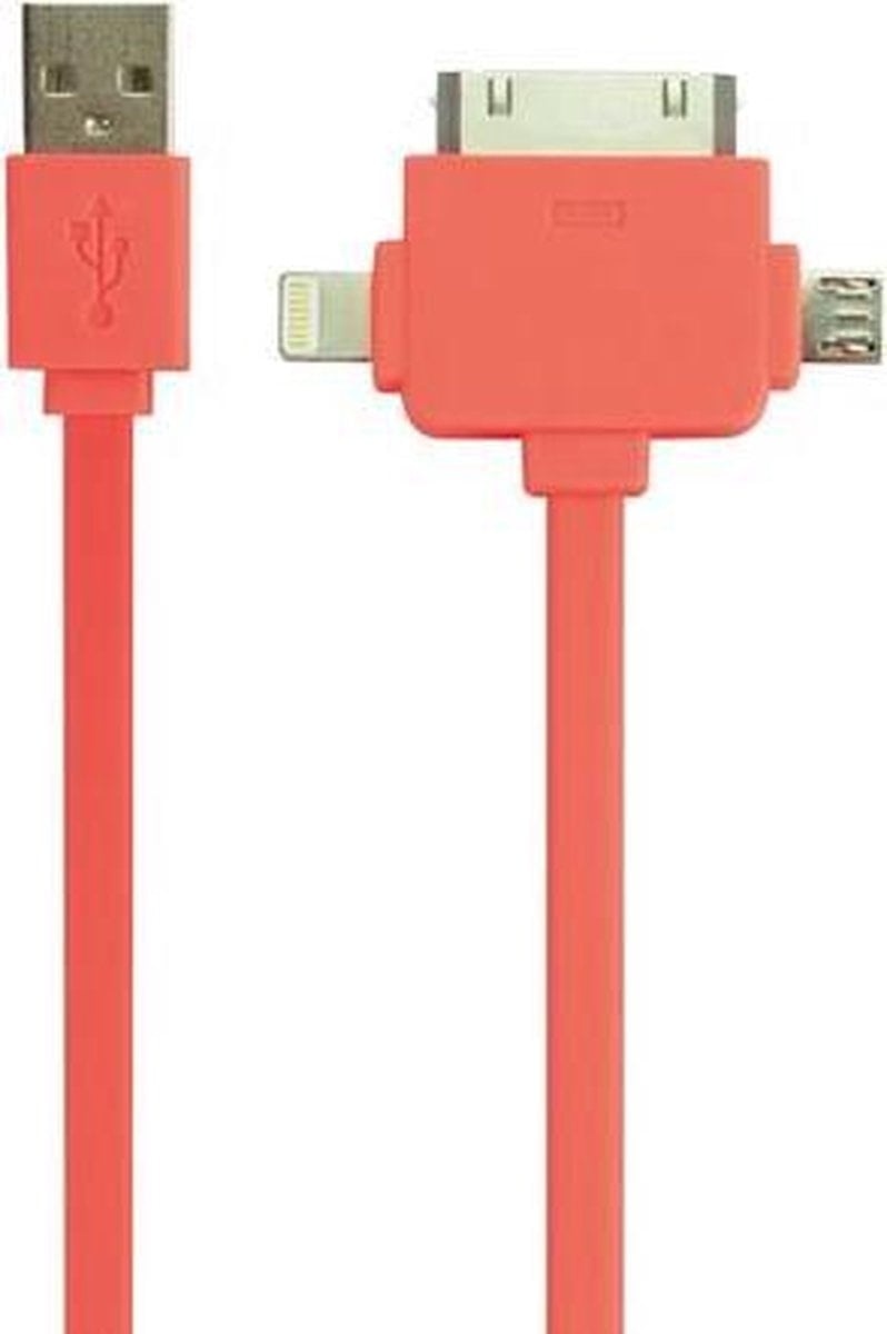 5410329590437 - 3-In-1 Usb 20 Lade- Sync-Kabel - Stecker Stecker - Fluoreszierendes Orange - 1 M