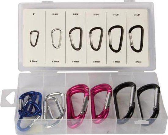 5410329595791 - Karabiner-Sortiment 12-teilig verschiedene Größen mehrfarbig