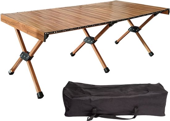 5410329760588 - klappbarer Aluminium-Camping-Tisch für 4 bis 6 Personen inklusive Aufbewahrungstasche für den Innen- und Außenbereich maximale Belastbarkeit 30 kg 5 kg 120 x 60 x 45 cm braun