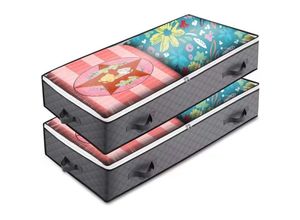 5410488728733 - Unterbett-Aufbewahrungstasche 2er-Set Schrank-Organizer weiche Tasche faltbar platzsparende Tasche mit 4 verstärkten Griffen zum Aufbewahren