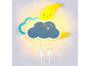 5410488736400 - Bluethy - LED-Wolke-Wandleuchte für Kinder mit Schalter und Steckdose Kinderzimmer-Wandleuchte mit 8 w Kabel Wand-Nachtlampe Babyzimmer-Wandlampe