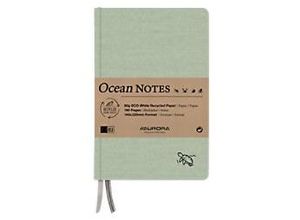 5411028040629 - AURORA Ocean Linen Notizbuch Sonderformat Liniert Genäht Hardback Grün Nicht perforiert 192 Seiten
