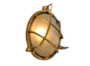 5411212114860 - Dudley - Wandleuchte Innen Außen - ø 22 cm - 1xE27 - IP65 - Mattes Gold   Messing - Lucide