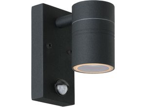 5411212143853 - Arne-led ir - Wandstrahler   Wandleuchte Innen Außen - ø 63 cm - led - GU10 - 1x5W 2700K - IP44 - Bewegung und Tag   Nacht-Sensor - Schwarz - Lucide