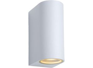 5411212221070 - Zora-led - Wandstrahler   Wandleuchte Innen Außen - led Dim - GU10 - 2x5W 3000K - IP44 - Weiß - Lucide