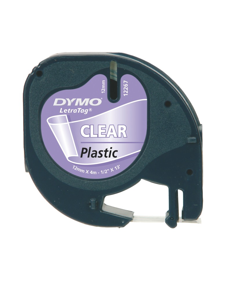 5411313122672 - DYMO Original LetraTag Etikettenband | schwarz auf transparent | 12 mm x 4 m | selbstklebendes Kunststoff Schriftband | für LetraTag-Beschriftungsgerät