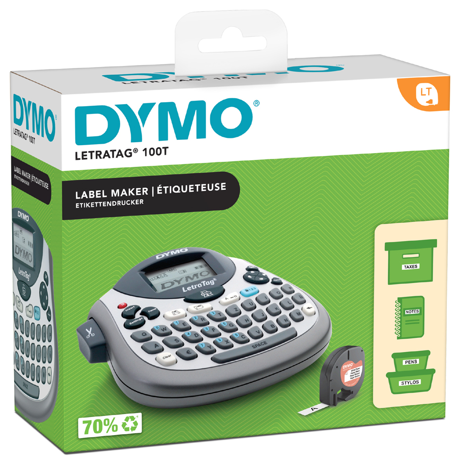 5411313225595 - DYMO® Beschriftungsgerät Letra Tag® 100T QWERTZ für Etikettenbreite 12 mm 180 dpi dt Tastaturlayout mit Papieretiketten