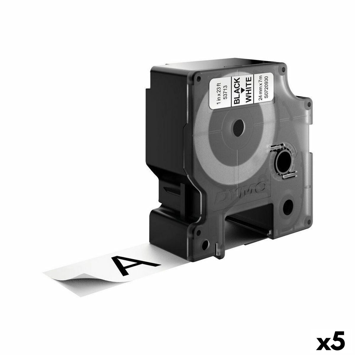 5411313536134 - Laminiertes Klebeband zur Kennzeichnung von Maschinen D1 53713 24 mm LabelManager™ Weiß Schwarz (5 Stück)