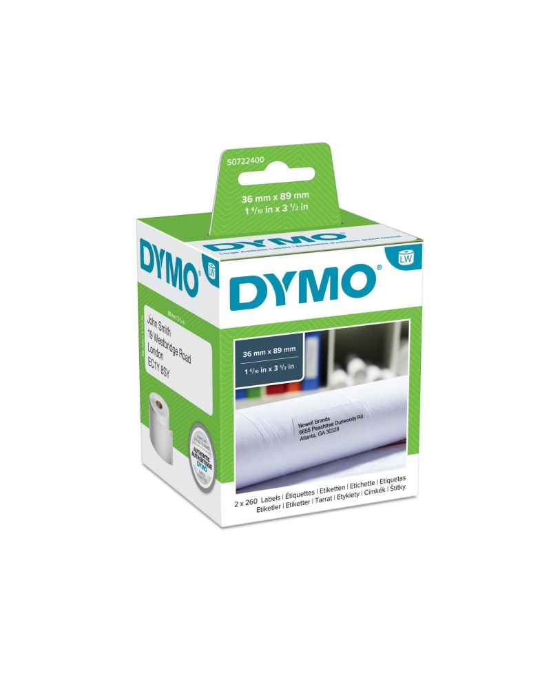 5411313990127 - DYMO Original LabelWriter Adressetiketten (Groß) | 36 mm x 89 mm | schwarzer Druck auf weißem Untergrund | 2 Rollen mit je 260 Etiketten (520 Stück) | selbstklebend | für LabelWriter Etikettendrucke