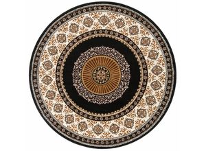 5412580772683 - Teppich HOME AFFAIRE Shari Teppiche Gr Ø 190 cm 7 mm 1 St schwarz Esszimmerteppiche Orient-Dekor mit Bordüre Kurzflor weich pflegeleicht elegant