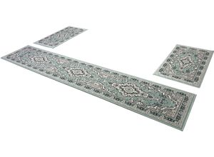 5412580781685 - Bettumrandung HOME AFFAIRE Oriental Gr B L (Brücke) 60 cm x 110 cm (2 St) B L (Läufer) 60 cm x 320 cm (1 St) rechteckig grün Bettumrandungen Läufer-Set Kurzflor Orient-Optik mit Bordüre pflegeleicht elegant