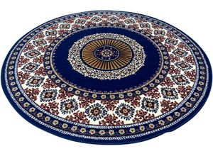 5412580787250 - Teppich HOME AFFAIRE Shari Teppiche Gr Ø 190 cm 7 mm 1 St blau (hellblau) Orientalische Muster Orient-Dekor mit Bordüre Kurzflor weich pflegeleicht elegant