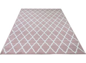 5412580791394 - Teppich Elliota Teppiche Gr B L 240 cm x 320 cm 7 mm 1 St rosa (rosé) Esszimmerteppiche grafisches Rauten-Design modern Kurzflor-Teppich