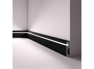 5412938988629 - NOËL & MARQUET Lichtleiste Wallstyl IL10 NMC Polystyrol 80 x 23 x 2000 mm Schwarz Hochwertig Einfache Montage Indirekte Beleuchtung Sockelleiste