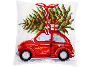 5413480650231 - Kreuzstichkissen Auto mit Weihnachtsbaum