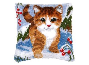 5413480650446 - Knüpfkissen Katze Winter