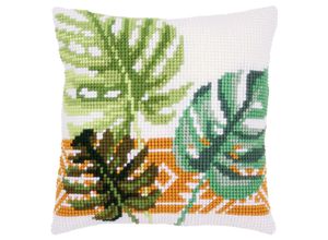 5413480656233 - Kreuzstichkissen Monstera-Blätter