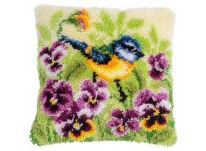 5413480656417 - Knüpfkissen Kohlmeise & Stiefmütterchen