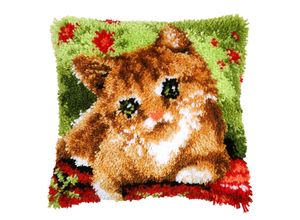 5413480656455 - Knüpfkissen Katze in Wiese