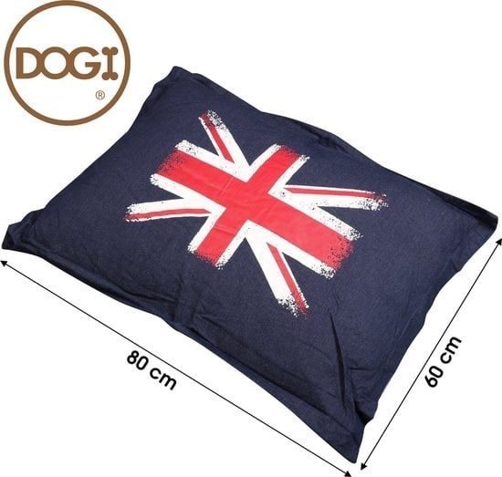 5414886304094 - Dogi - Hundekissen Union Jack - Englische Flagge - 80x60cm - Hundekorb Dunkelblau